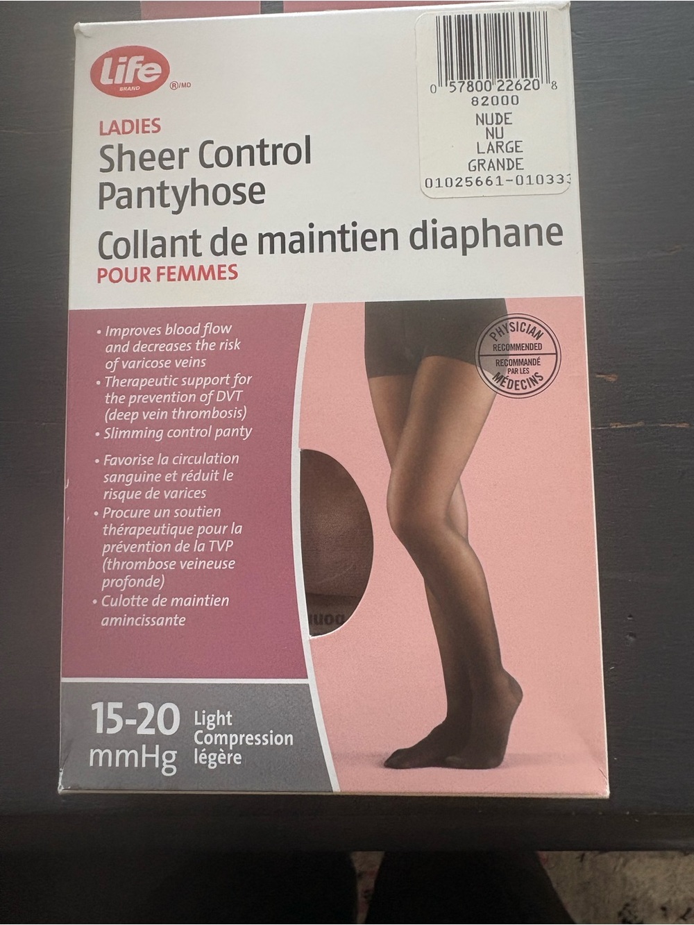 Ladies Sheer Control Pantyhose - Nude Large